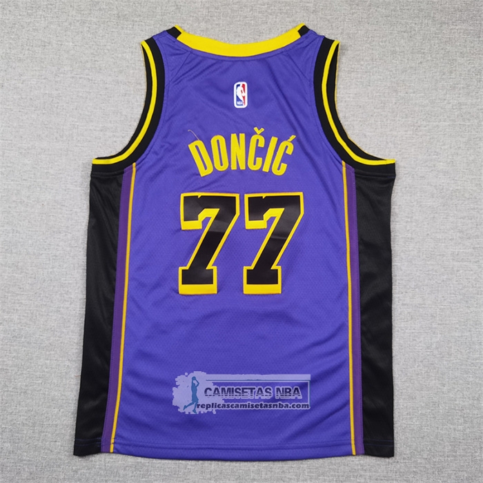 Camiseta Nino Los Angeles Lakers Luka Doncic NO 77 Statement 2024 Violeta